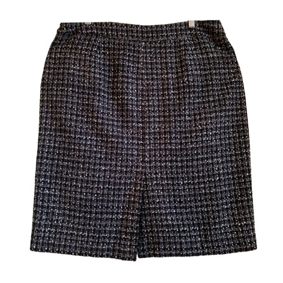 KASPER Womens' Vintage Black & White Boucle Tweed A-Line Pencil Skirt Sz 16 - Picture 2 of 6